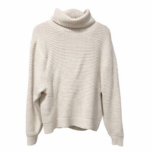 Denver Hayes Ribbed Cream Turtleneck Sweater Cozy Oversized Size Medium